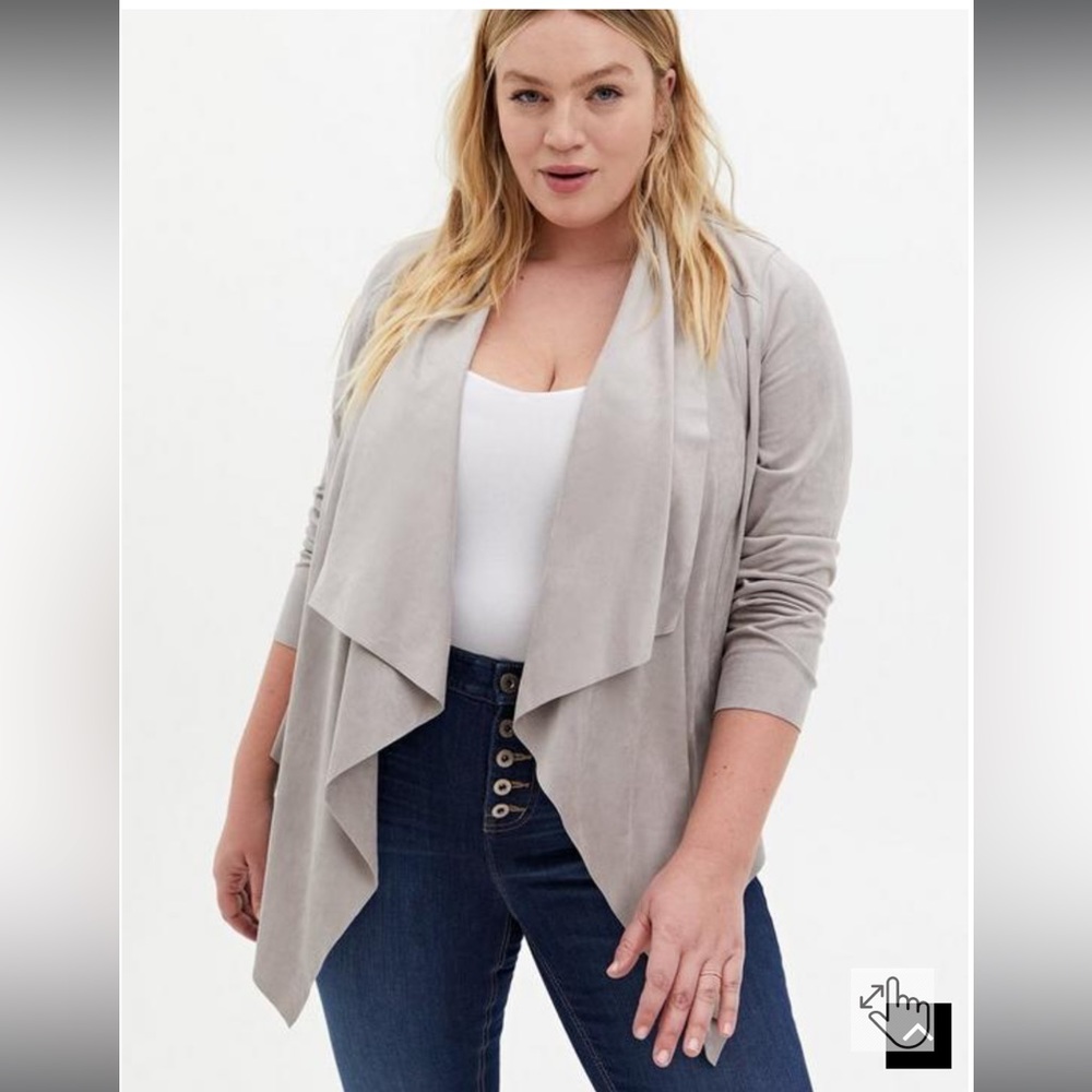 Torrid Faux Suede Drape Front Jacket Size 2